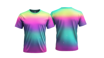 front and back colorful t - shirts with a rainbow gradient png