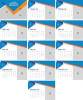 2020 calendar template with blue and orange lines vector