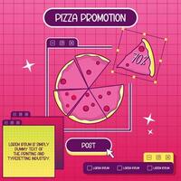 pizza promotion banner with a slice of pizza and a note vector