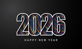 2026 Happy New Year Background Design with colorful line. vector