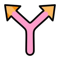 Two way direction arrows flat icon colorful illustration. vector