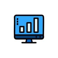 Computer screen with graph icon. Trendy flat style analytics illustration. vector