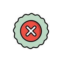 Cancel badge icon illustration. Flat design style. vector