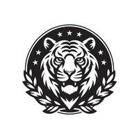 A tiger head logo with stars and laurel wreath vector