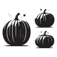 Range of pumpkin silhouettes isolated on a blank white background vector