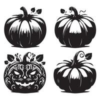 Isolated pumpkin silhouettes arrayed on a white background vector
