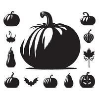A lineup of pumpkin shapes on a plain white background vector