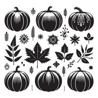 Collection of various pumpkin silhouettes on a white background vector