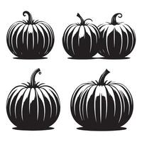 Different pumpkin silhouettes set on a white background vector