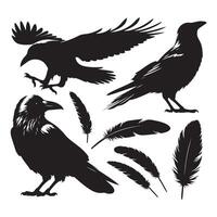 Gathering of crow shapes on a white surface vector