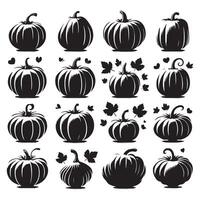 Assorted pumpkin outlines on a pure white background vector
