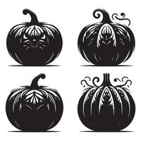 Display of pumpkin silhouettes against a plain white background vector
