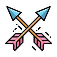 Crossed arrows icon, filled line design editable stroke. vector