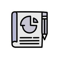 Planning color icon with pencil, filled style editable outline stroke. vector