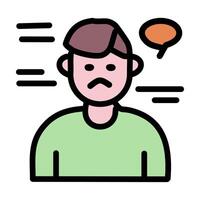 Sad man . Hunger color fill design editable outline icon. vector