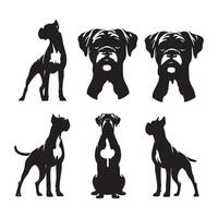 Clear silhouette of a boxer dog set on a stark white background vector
