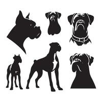 Silhouette depiction of a boxer dog with a white canvas behind vector