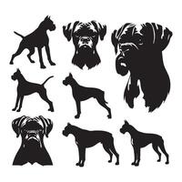 Simplistic silhouette of a boxer dog with a bright white background vector