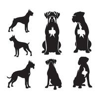 The silhouette form of a boxer dog placed on a white backdrop vector