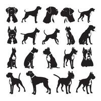 Silhouette of a boxer dog displayed over a pure white backdrop vector