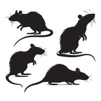 Lineup of varied rat silhouettes on a white background vector