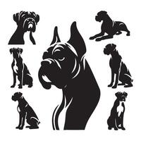 Outline of a boxer dog set against a white background vector
