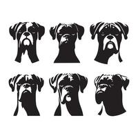 Monochrome silhouette of a boxer dog with a white backdrop vector