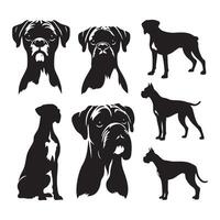 Blackened form of a boxer dog displayed on a plain white background vector