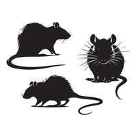 Selection of black rat silhouettes against a simple white background vector