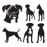 Monochrome silhouette of a boxer dog set on a white background vector
