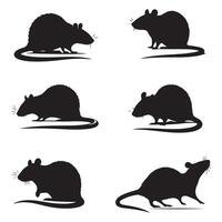 Compilation of rat silhouette illustrations on a blank white background vector
