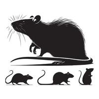 Rat silhouettes arranged on a simple white background vector