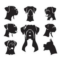 Silhouetted shape of a boxer dog on a plain white backdrop vector