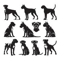 Shadow outline of a boxer dog in front of a white background vector