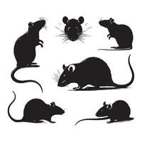 Range of rat silhouettes on a plain white background vector