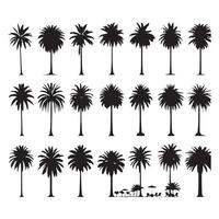 Collection of palm tree silhouettes against a white backdrop vector