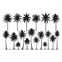 Ensemble of palm tree figures set against a clear white surface vector
