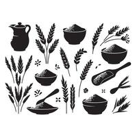 Clay rice silhouette illustrations in a set vector
