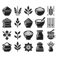 Set featuring illustrations of clay rice silhouettes vector
