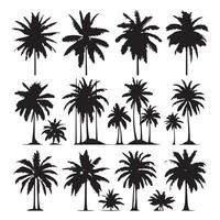 Array of palm tree figures isolated on a white canvas vector