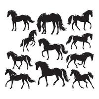 Array of horse silhouettes displayed on a white canvas vector