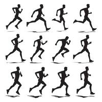 A shadow outline of a runner vector