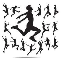 Silhouette set of a person jumping vector