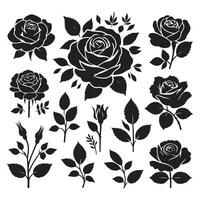 Assortment of rose silhouettes presented on a white background vector