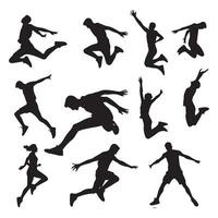 Silhouette depicting an individual leaping vector