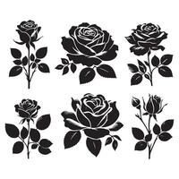 Group of rose shapes arranged on a white canvas vector