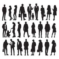A crowd depicted in silhouette form with multiple figures vector