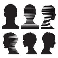 Silhouette set of a person head and shoulders vector