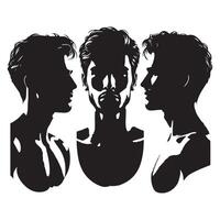 Black outline of a persons head and shoulders vector