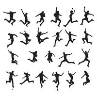 Silhouette showing a figure in a leap vector